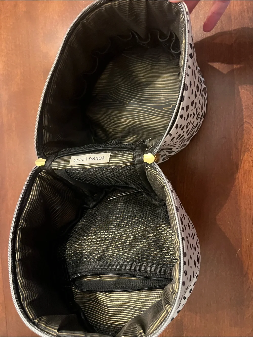 Young Living Spotted Round Diffuser Case - White with Black Leopard Spots